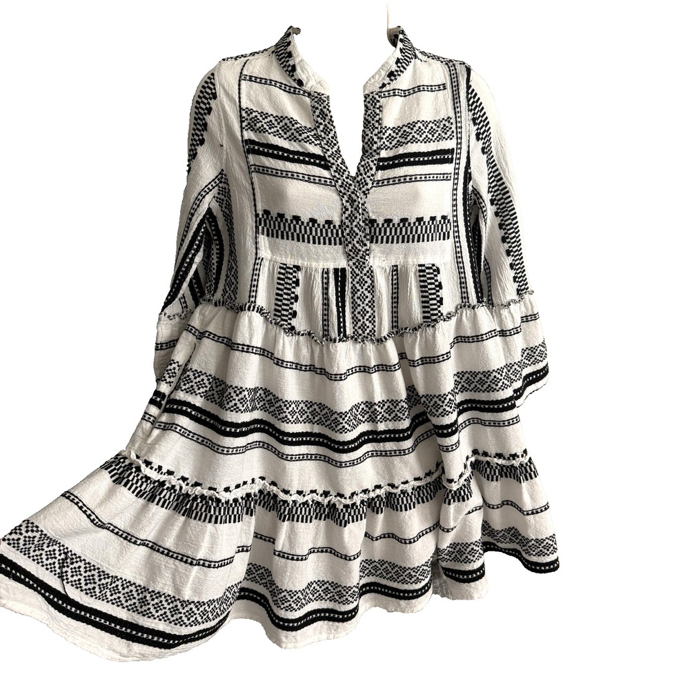 Womens Elan Cottagecore Tunic Dress Size XS Y2K Peasant Flowy Tiered Bell Sleeve